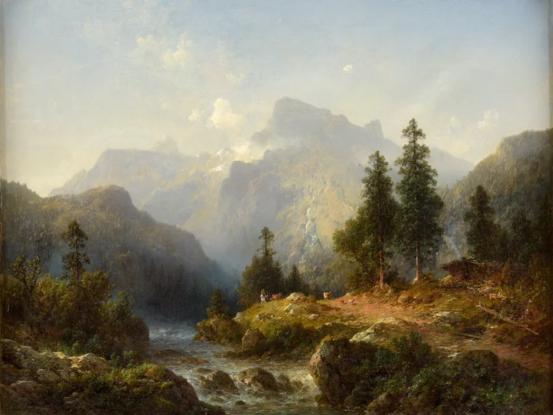 1817-Julius Lange - Fiume tra le montagne